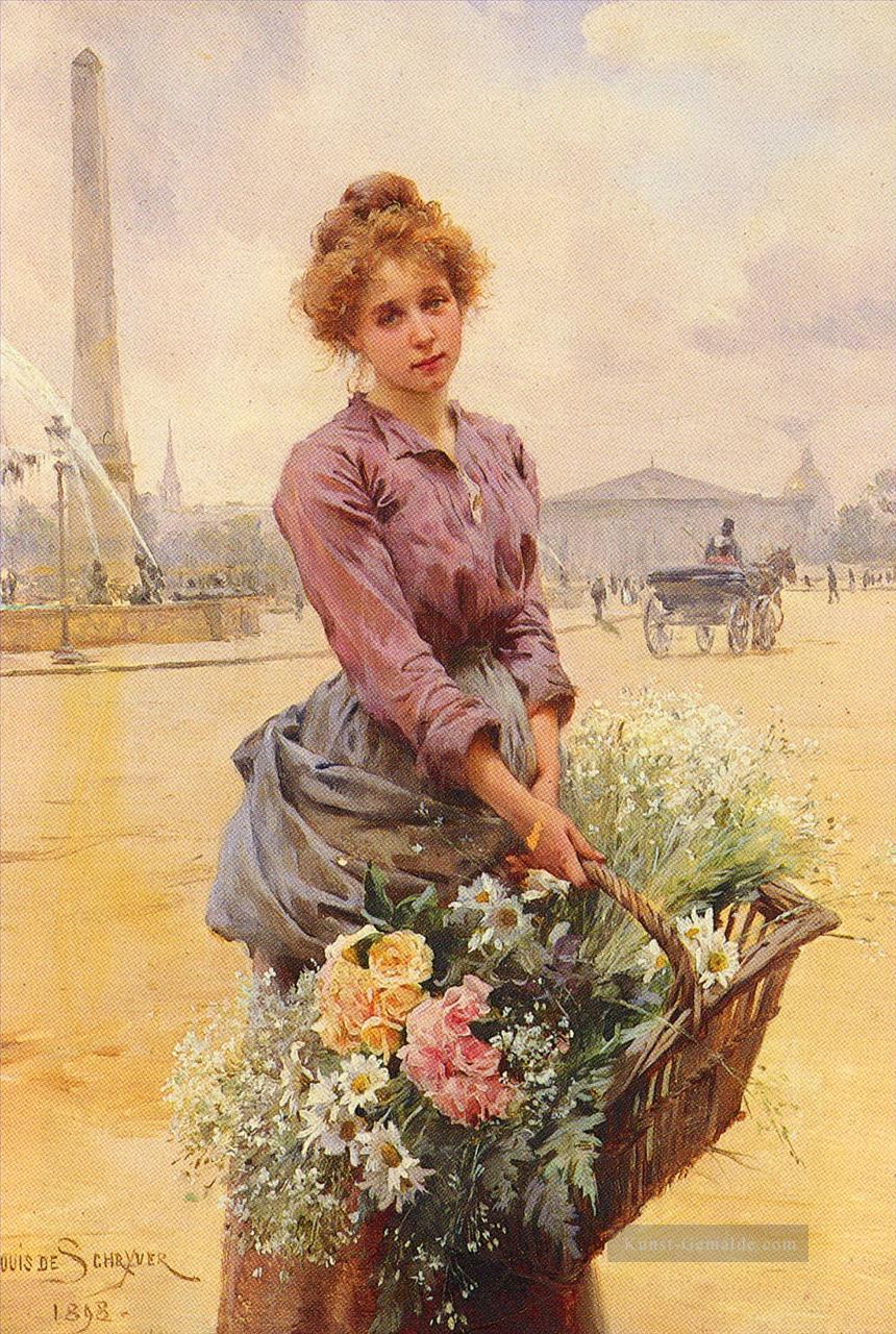 Louis Marie Schryver Die Blumen Mädchen 2 Parisienne Ölgemälde